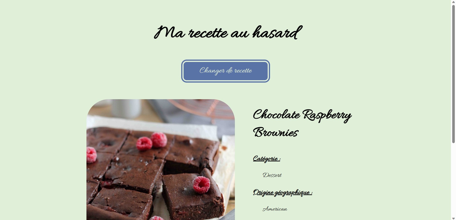 Image du projet 'Recette aléatoire en VueJS ' 