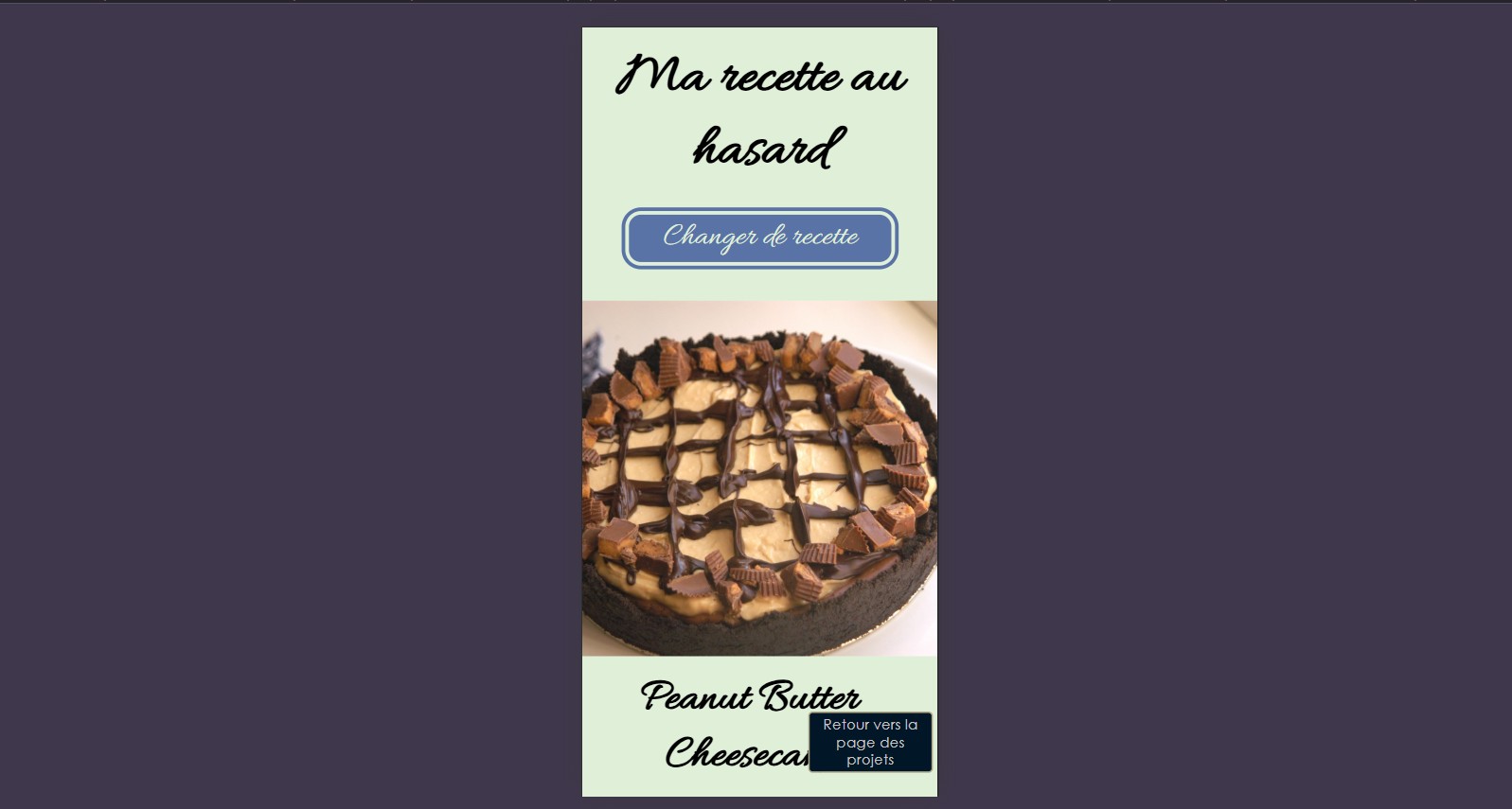 Image du projet 'Recette aléatoire en VueJS ' 